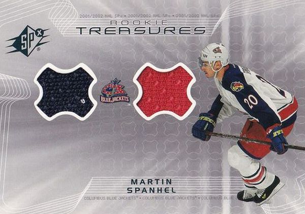 jersey RC karta MARTIN ŠPAŇHEL 01-02 SPx Rookie Treasures číslo RT-MS